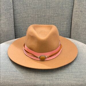 rag & bone Camel Felt Fedora with Pink Band